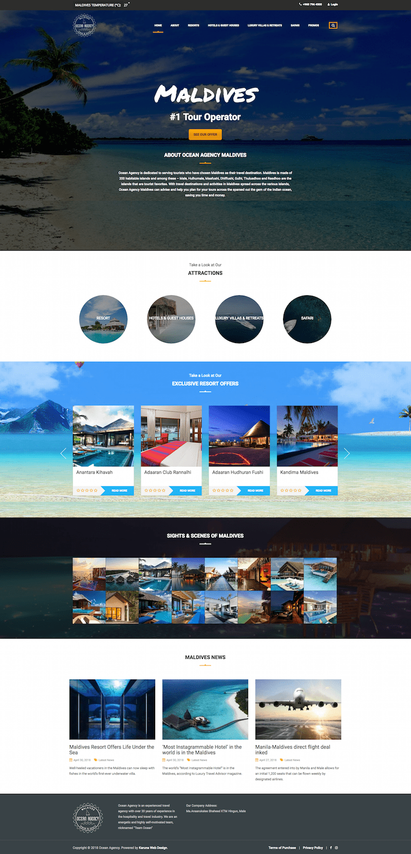 Ocean Agency Maldives Travel and Tour website